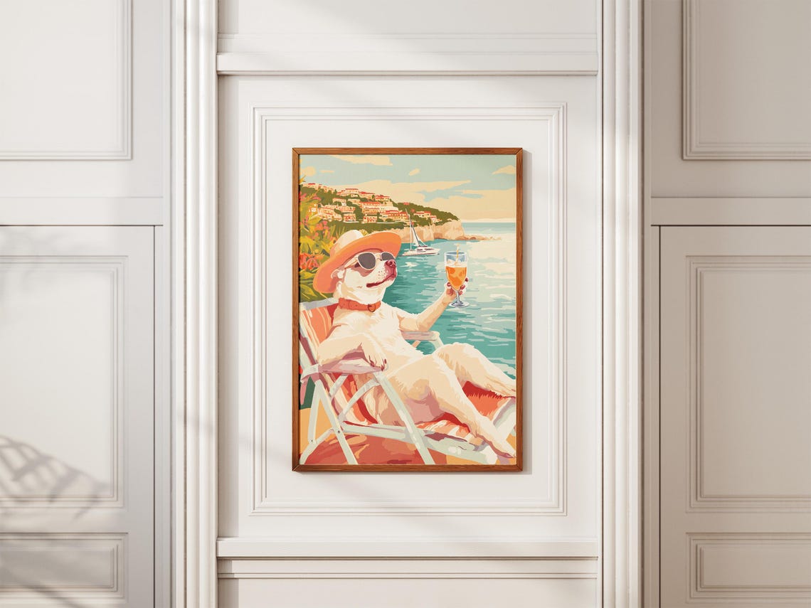 Chihuahua Beach Summer Poster Dog Art Print Coastal Dog Summer Vacation Gift Funny Pet Print Cute Dog Poster Adorable Puppy Pet Lover Gift - Image 2
