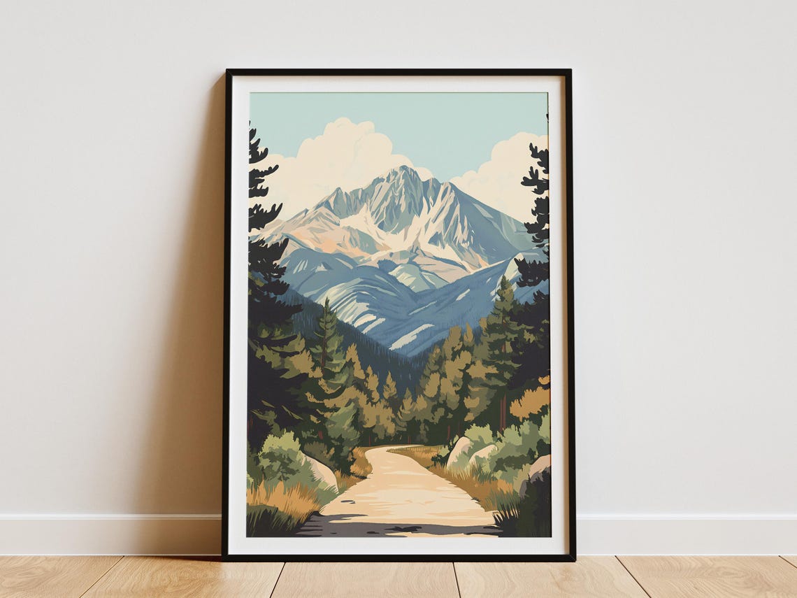 Pirin National Park Bulgaria Snowy Peak Forest Road View Poster