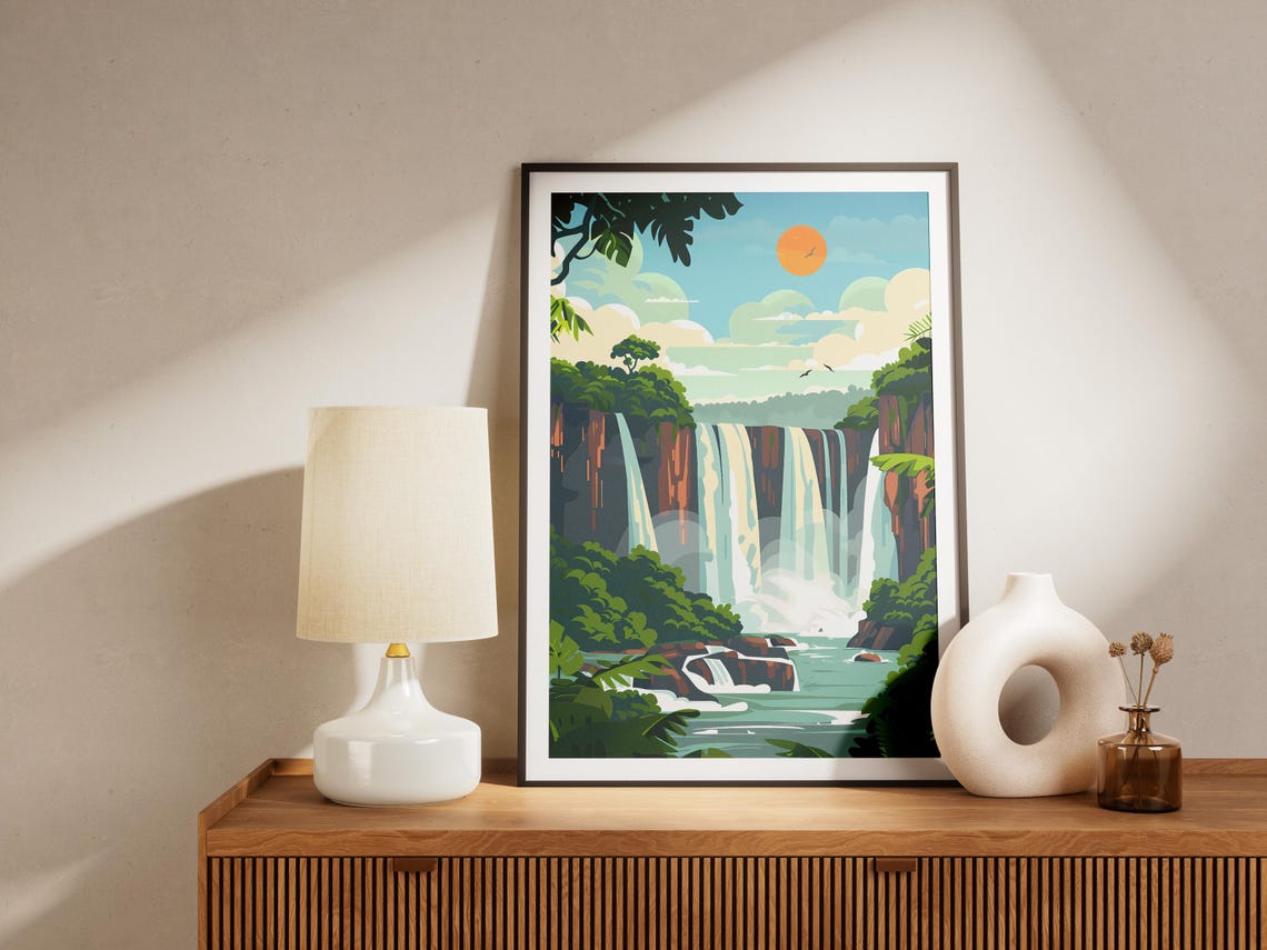 Iguazu Falls Tropical Waterfall Jungle Minimalist Landscape Poster - Image 2