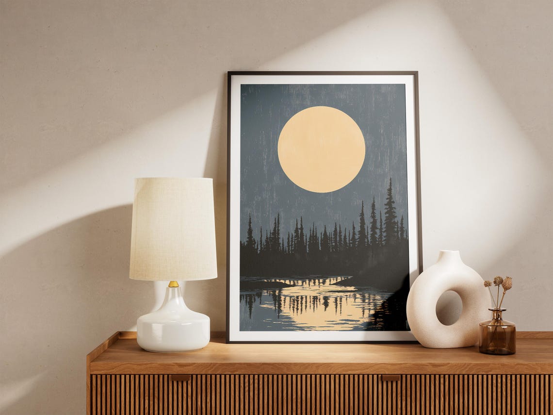 Kobuk Valley National Park Moon Over Forest Lake Reflection Poster - Image 4