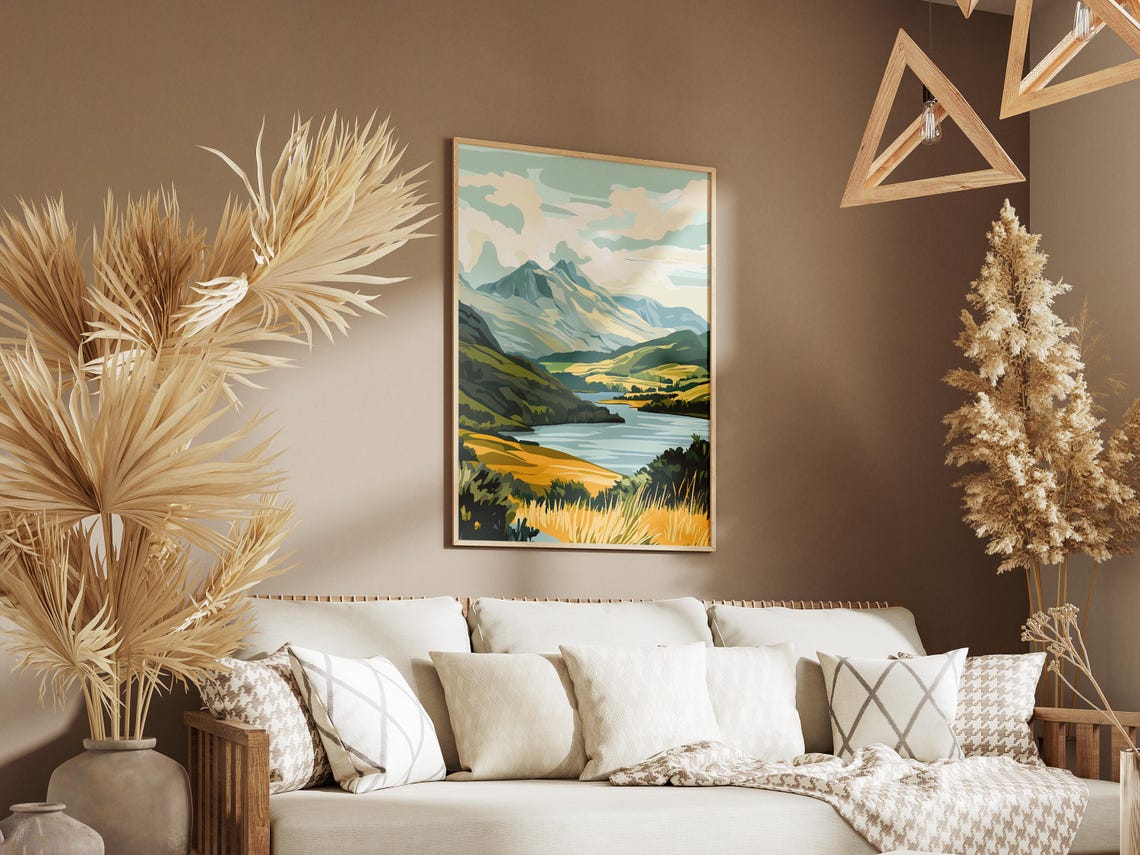 Snowdonia National Park Peak Winding Lake Golden Moorland Poster - Image 3
