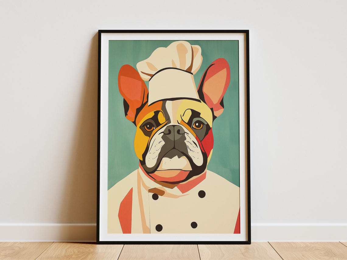 French Bulldog Chef Pop Art Portrait Colorful Dog Kitchen Poster