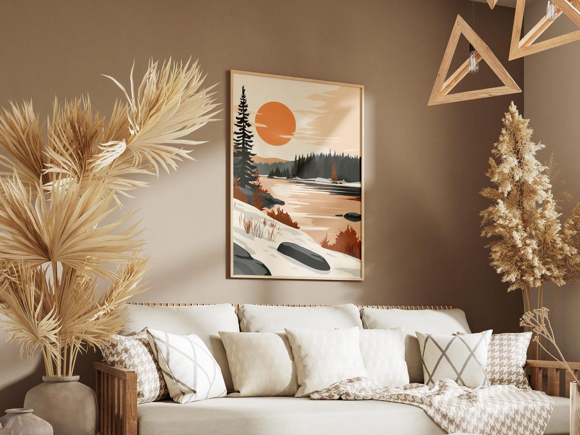Wood Buffalo National Park Snowy Lake Orange Sun Spruce Poster - Image 3