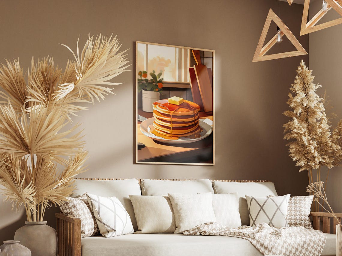 Buttered Pancakes Dripping Syrup Sunny Kitchen Breakfast Poster - Image 3