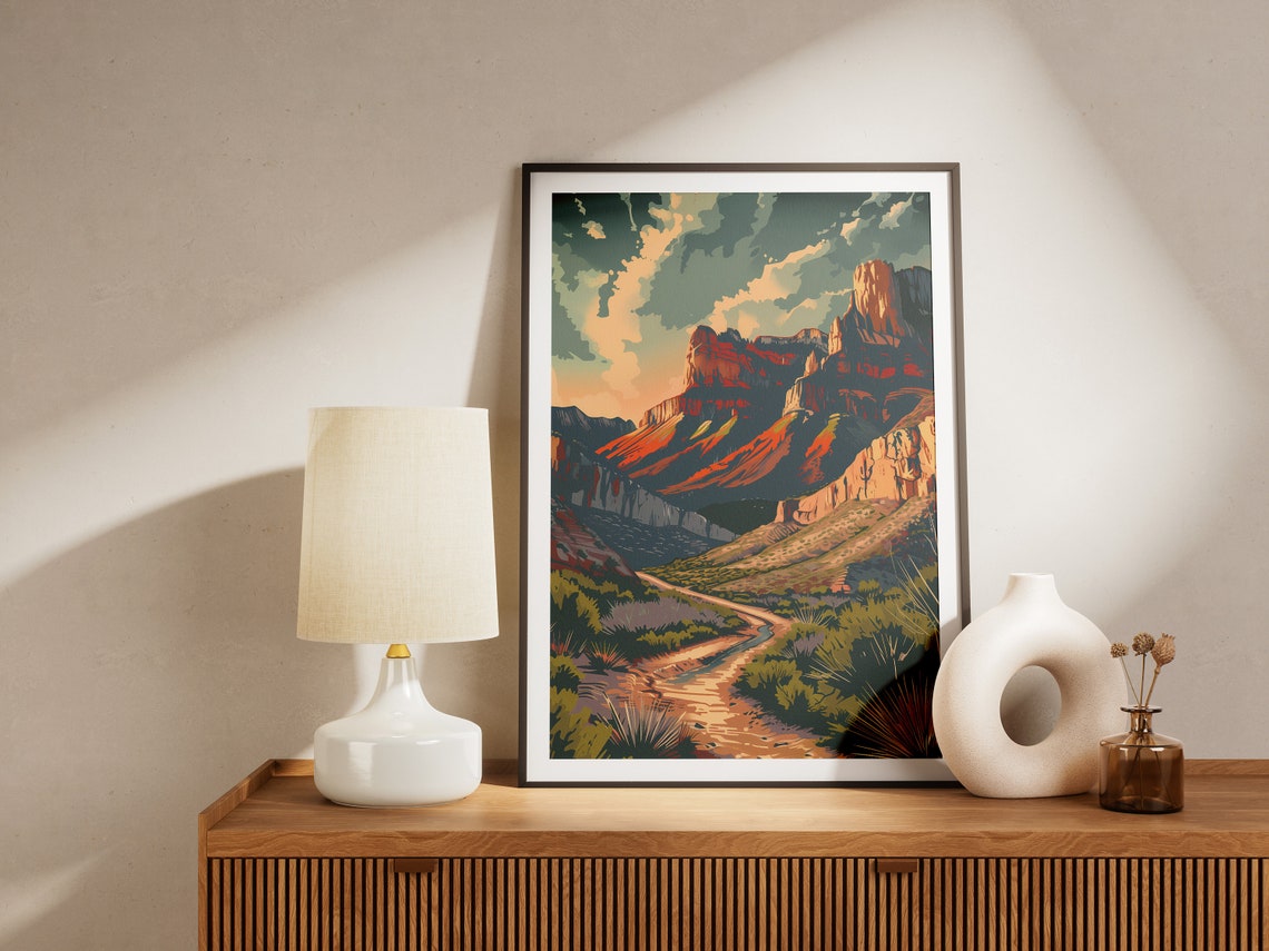Guadalupe Mountains National Park Canyon Cliffs Vintage Travel Poster - Image 2