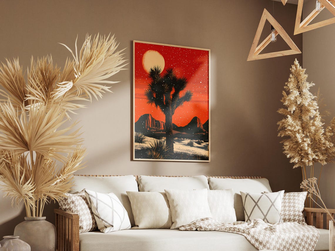 Joshua Tree National Park Poster Vintage Travel Poster Desert Landscape Art Print California National Park Festive Winter Holiday Print - Image 3
