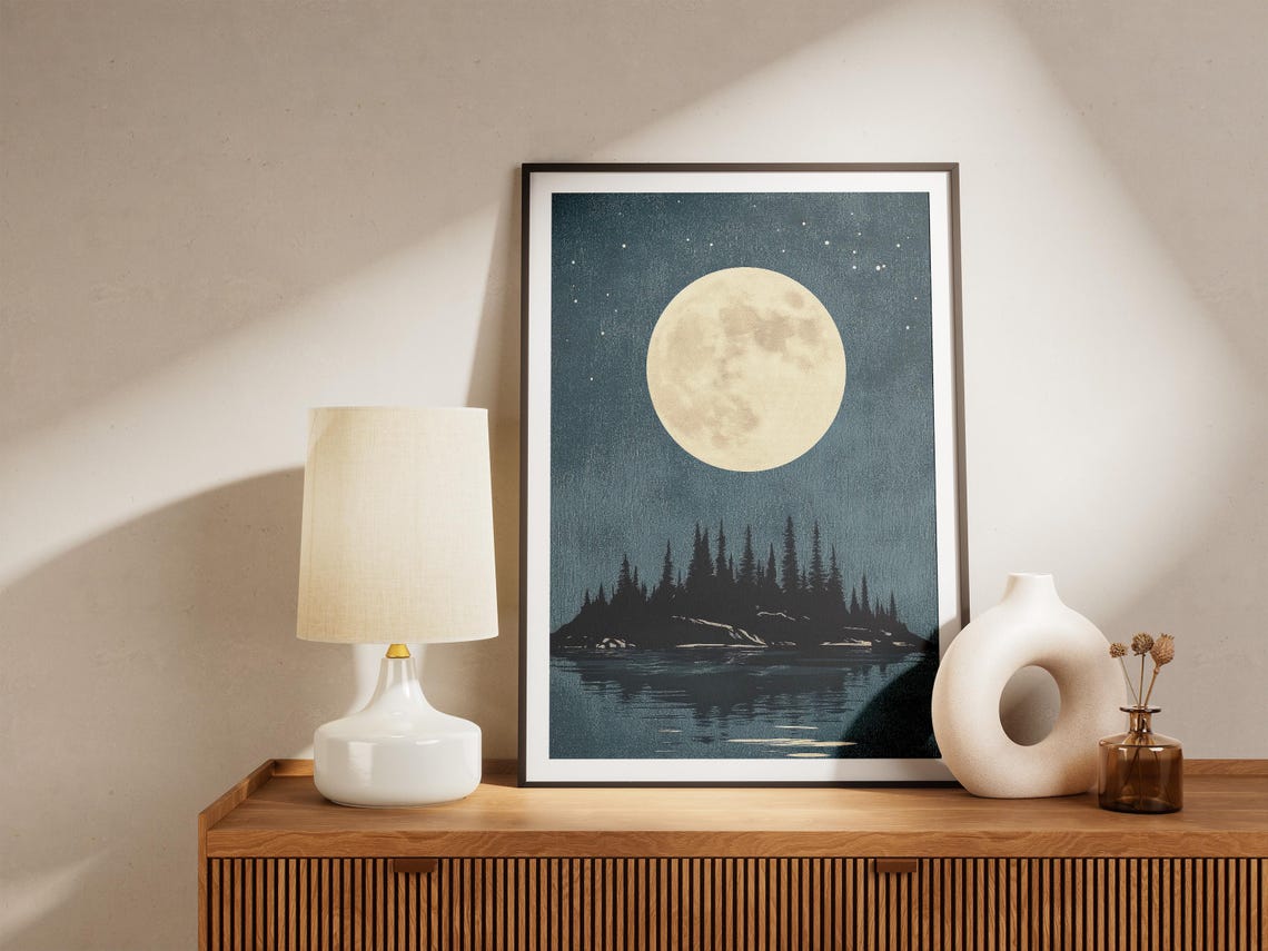 Isle Royale National Park Michigan Moonlit Lake Vintage Poster - Image 4