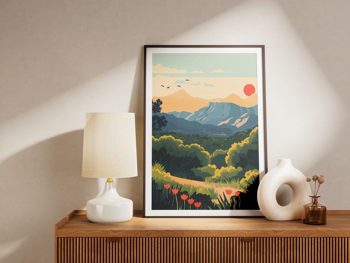 Garajonay National Park Red Sun Cliffs Wildflowers Bloom Poster - Image 5