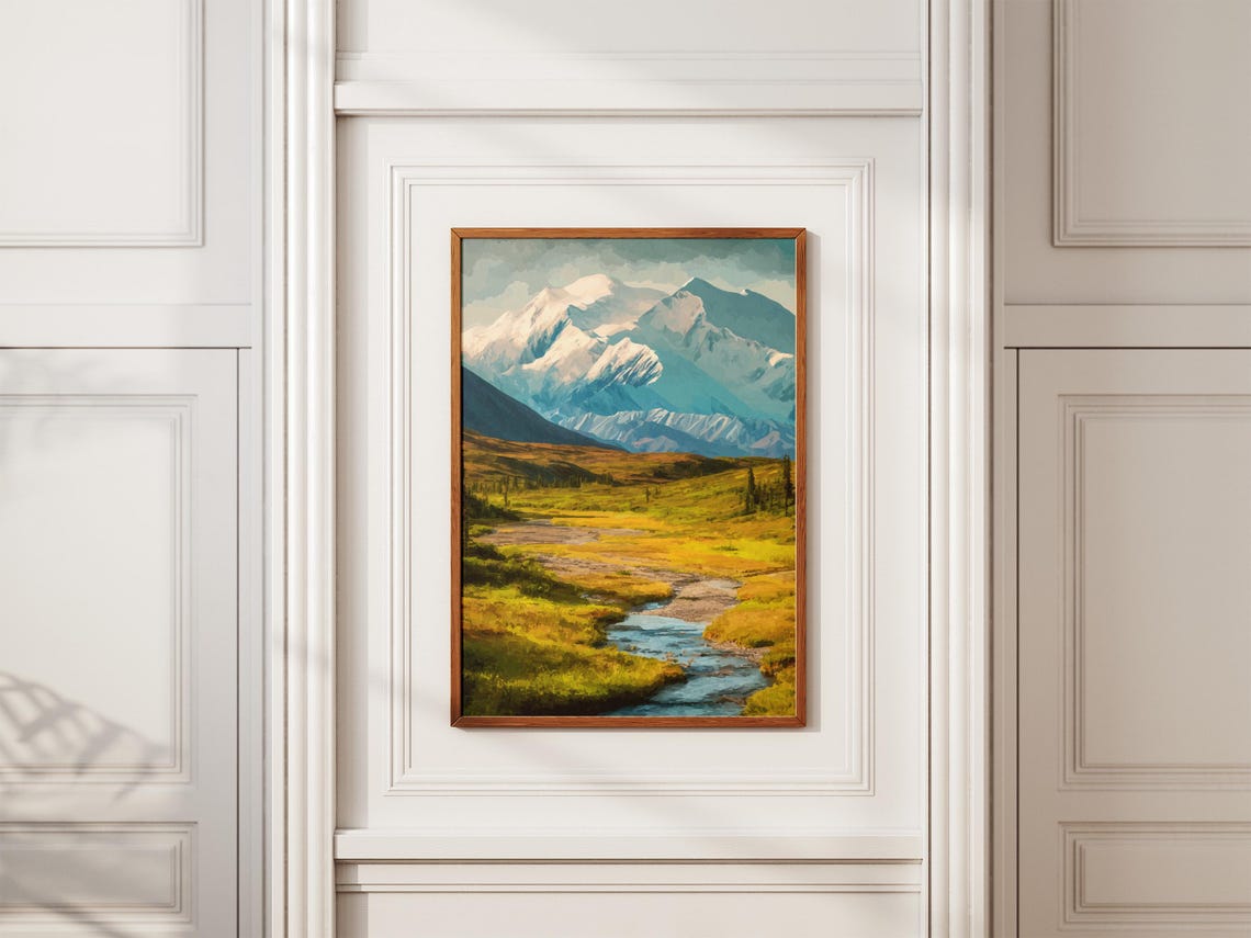 Denali National Park Alaska Vintage Snowy Mountain Travel Poster - Image 2