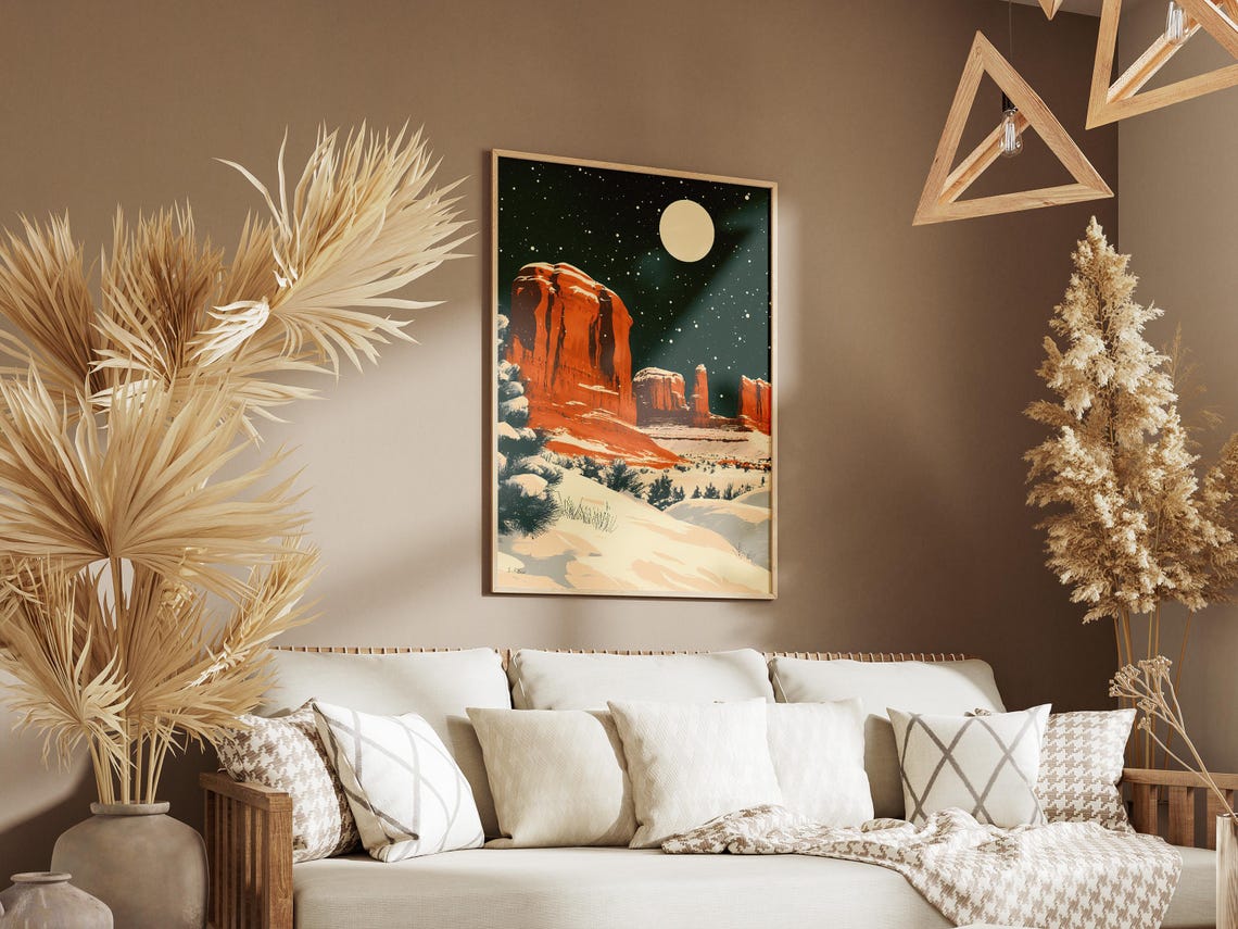 Arches National Park Winter Snow Poster Vintage Travel Poster National Park Art Print Snow Landscape Festive Holiday Decor Red Rock Canyon - Image 3