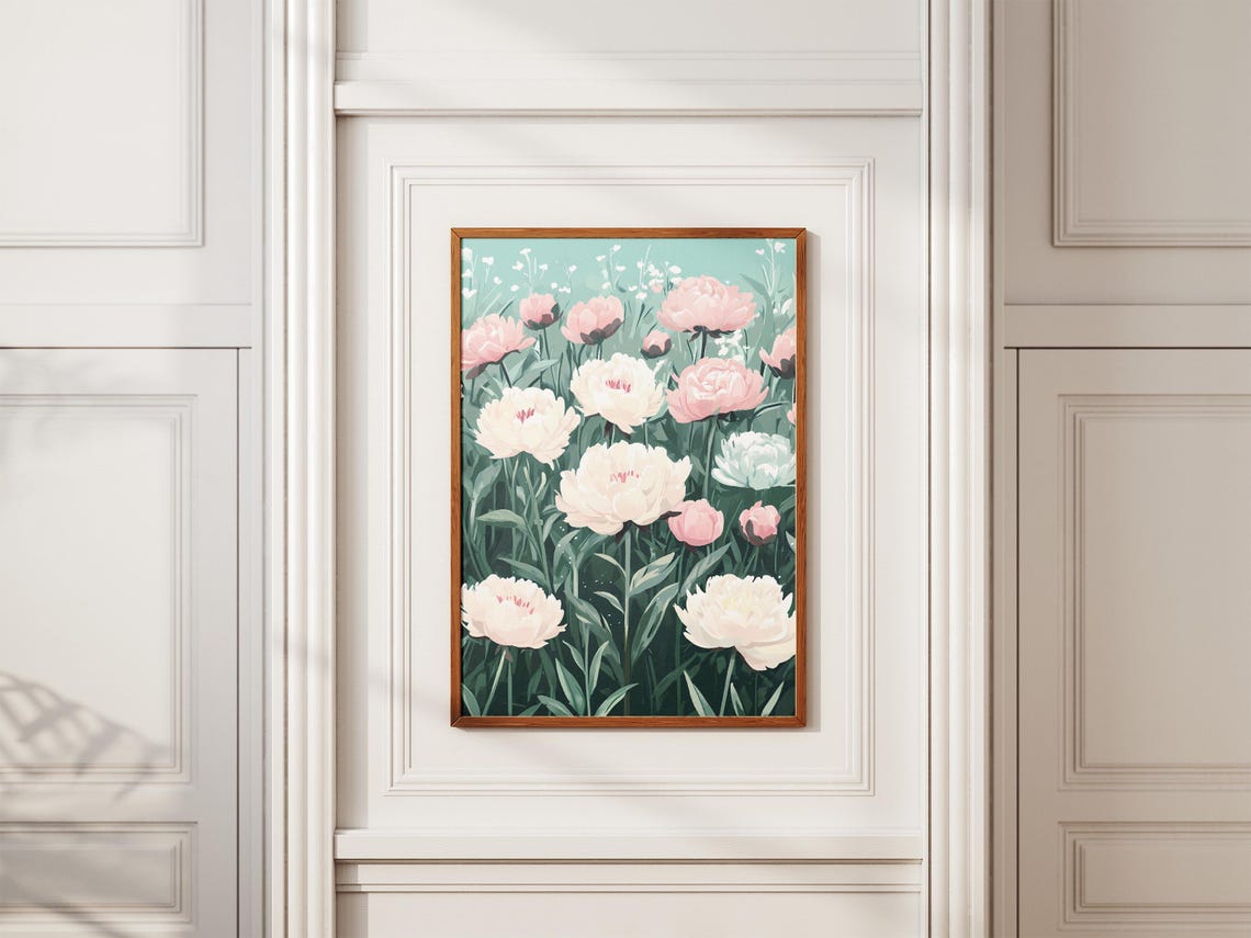 Blush Pink Peony Blossoms Soft Pastel Botanical Floral Poster - Image 2