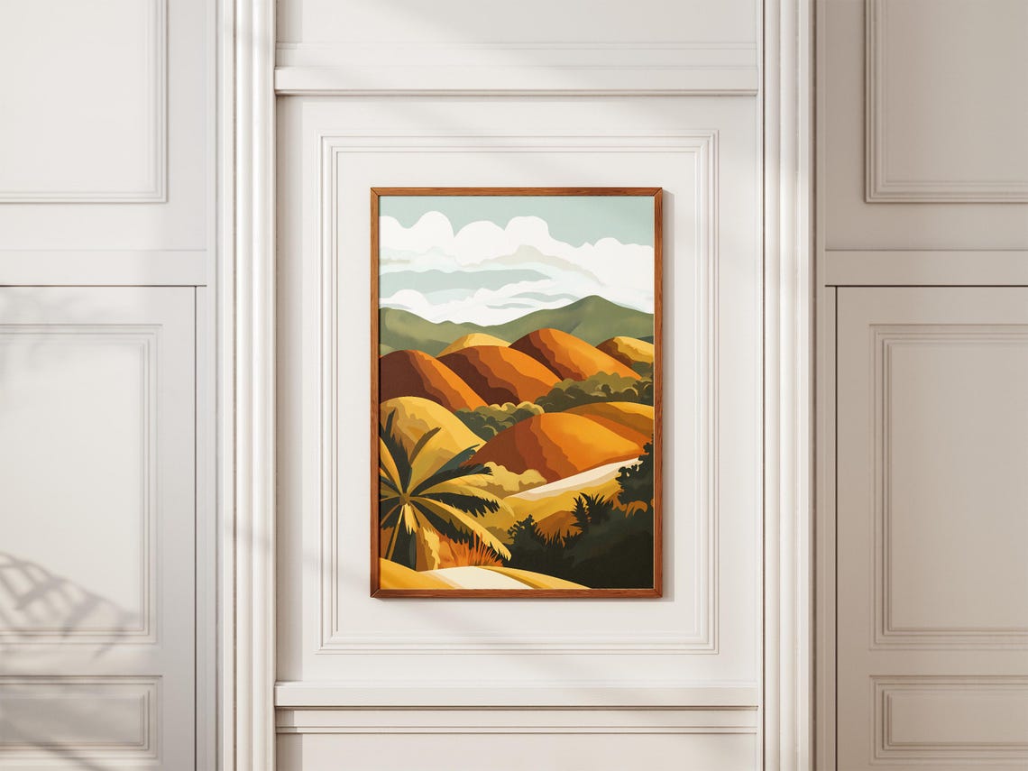 Chocolate Hills Bohol Amber Mounds Golden Hour Landscape Poster - Image 2