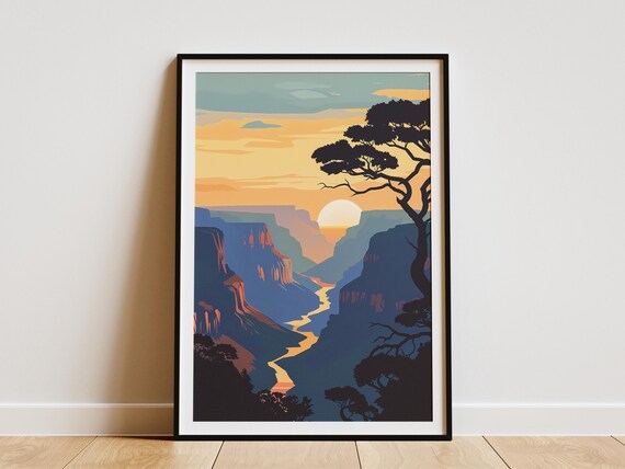 South Africa Canyon Sunset Poster Minimalist Landscape Print Art Modern Home Decor Travel Art Blyde River Canyon