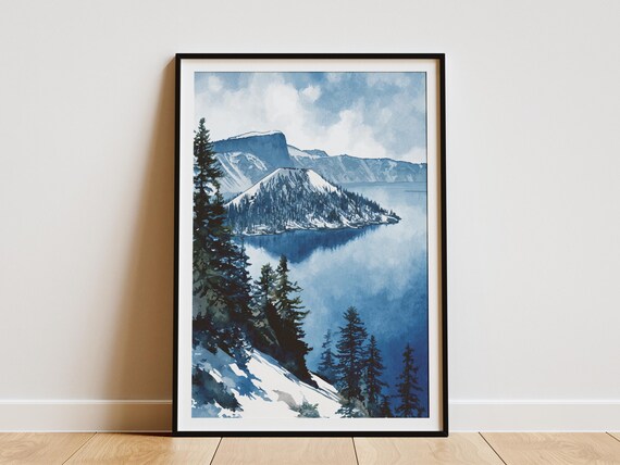 Crater Lake National Park Oregon Wizard Island Snow Lake Poster
