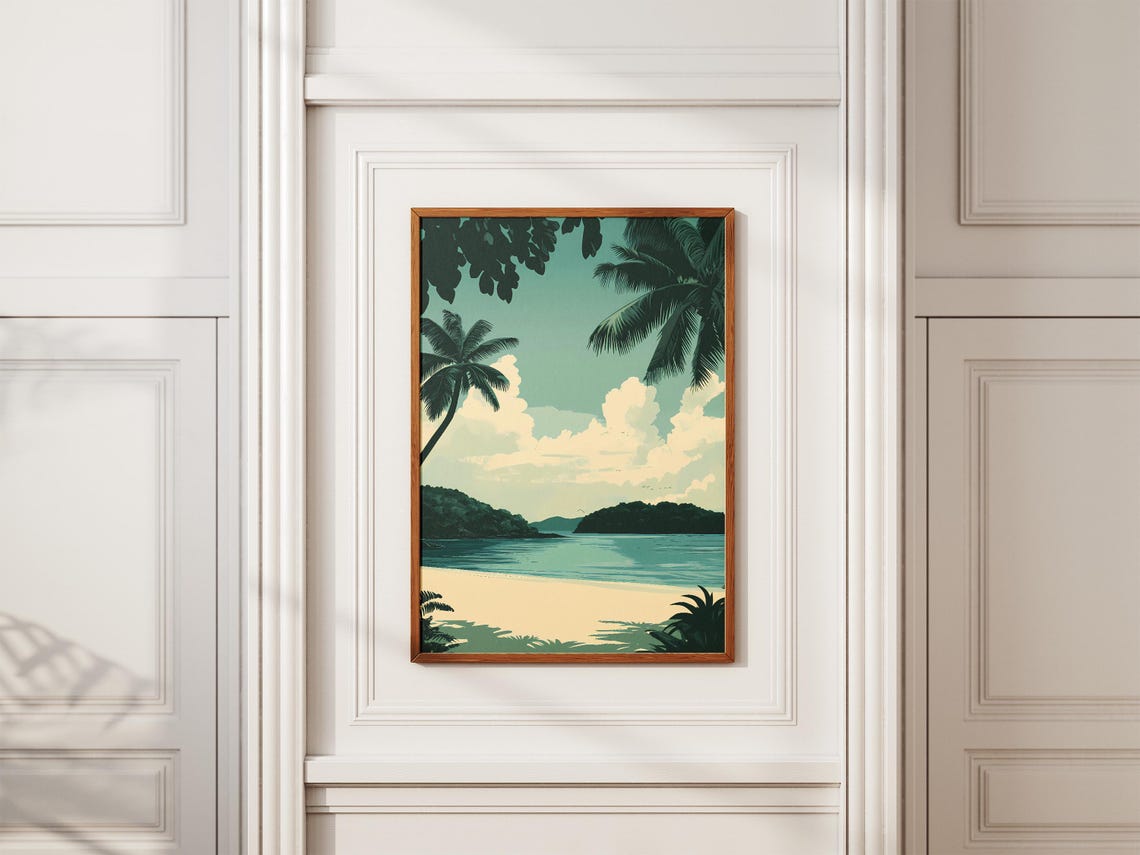 Coiba National Park Palm Canopy White Sand Bay Panama Poster - Image 2