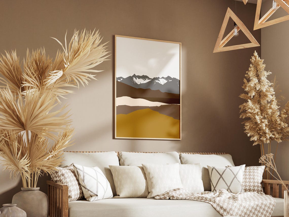 Mountain Range Print Abstract Landscape Wall Art Modern Home Decor Neutral Color Palette Poster Scandinavian Style Artwork - Image 3