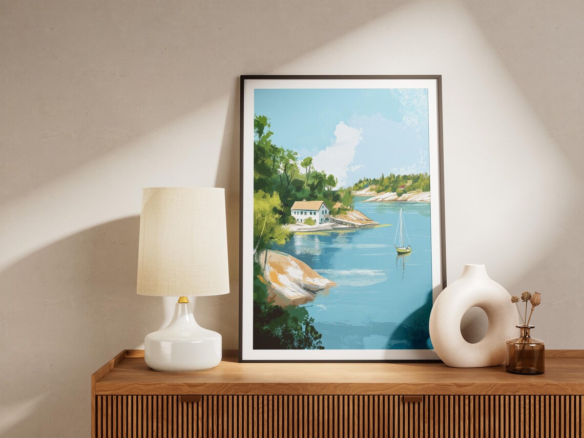Stockholm Archipelago Sailboat Bay Scandinavian Travel Poster - Image 4