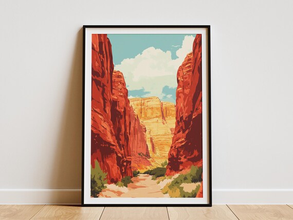 Capitol Reef National Park Utah Red Rock Canyon Vintage Art Poster