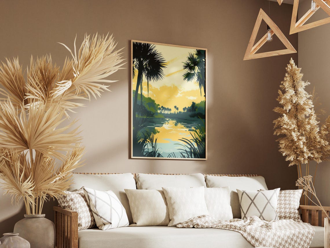 Everglades Florida Sunset Palms Wetland Waterway Nature Poster - Image 3