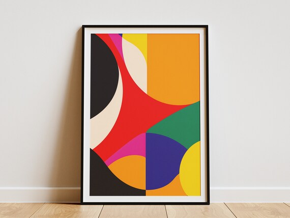 Geometric Abstract Art Print Mid Century Modern Wall Decor Minimalist Wall Art Geometric Shapes Poster