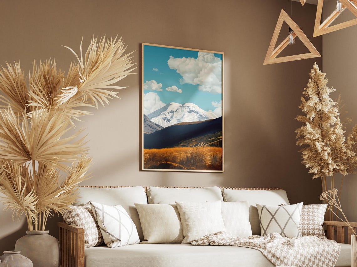 Chimborazo Mountain Ecuador Golden Grasslands Snowy Peak Poster - Image 3