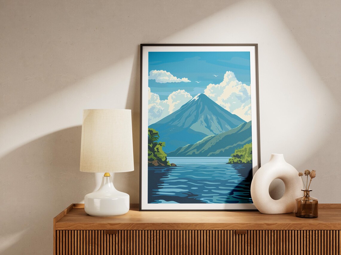 Lake Atitlan Guatemala Majestic Volcano Blue Lake Travel Poster - Image 2