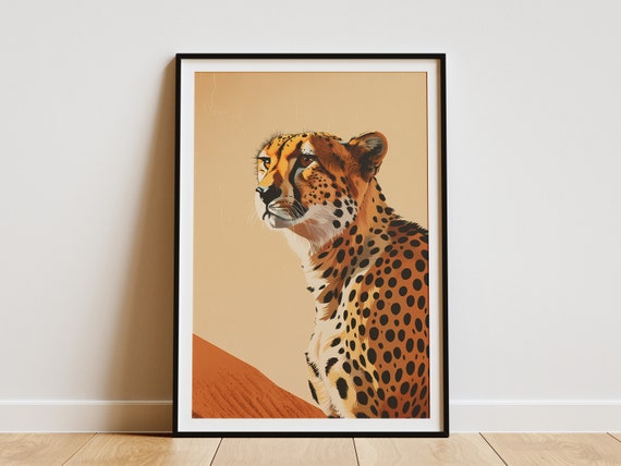 Cheetah Desert Print Animal Wall Art Modern Safari Decor Abstract Wildlife Poster