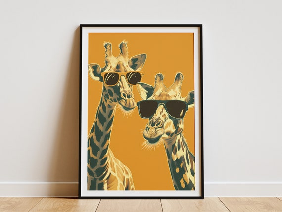 Cool Giraffe Poster Animal Print Art Illustration Modern Home Decor Wall Art Print