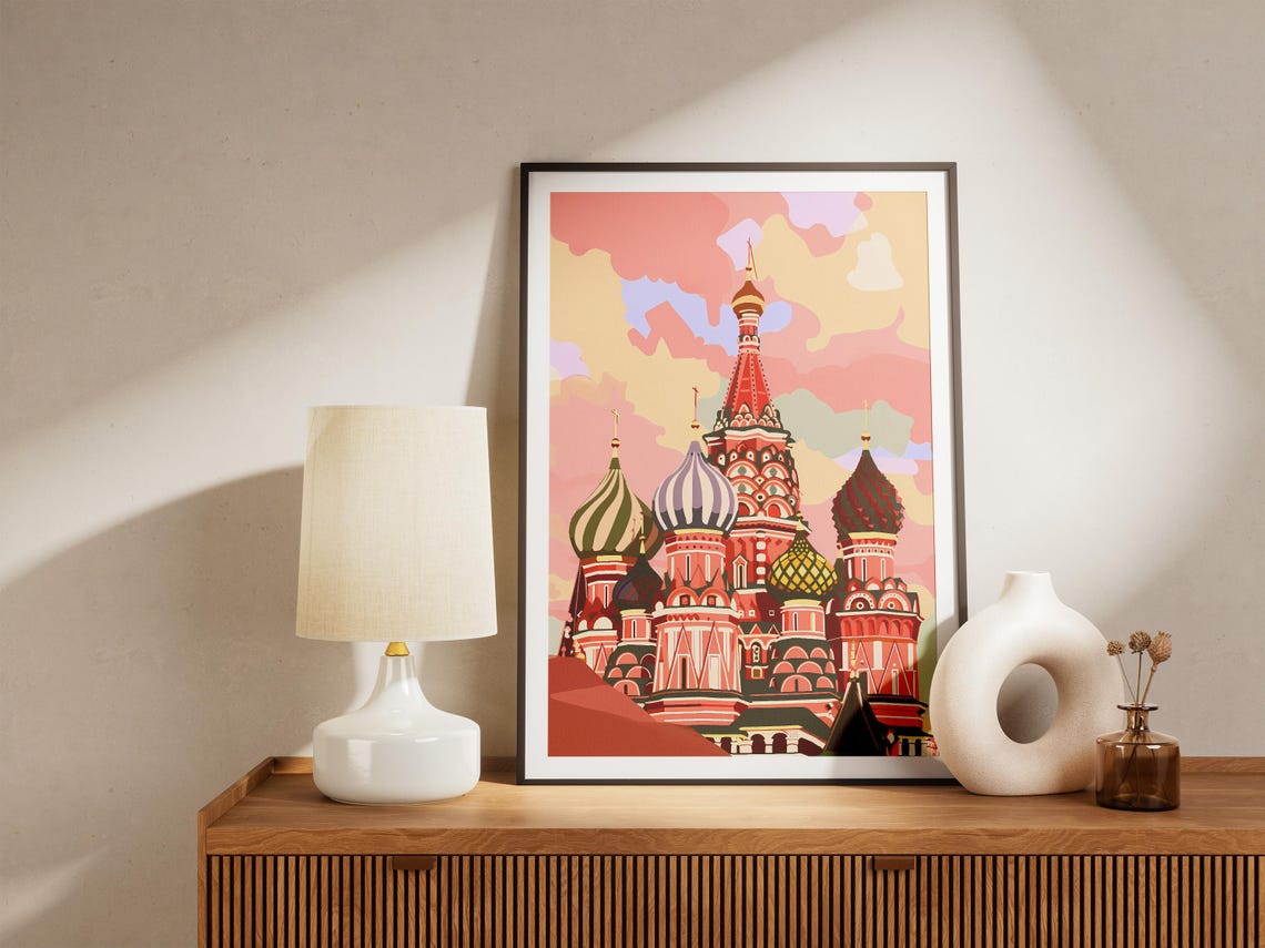 Saint Basils Cathedral Moscow Red Square Colorful Travel Poster - Image 5