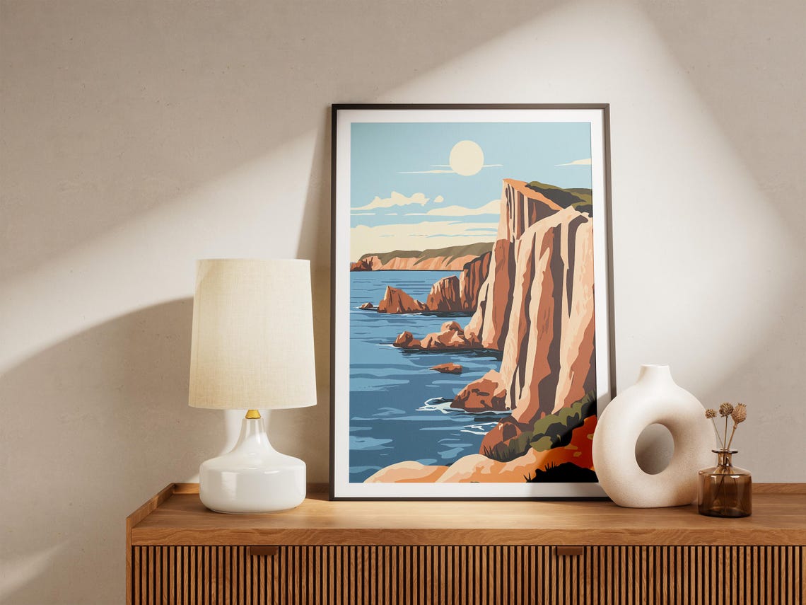 Valdes Peninsula Argentina Red Cliffs Sea Stacks White Sun Poster - Image 5