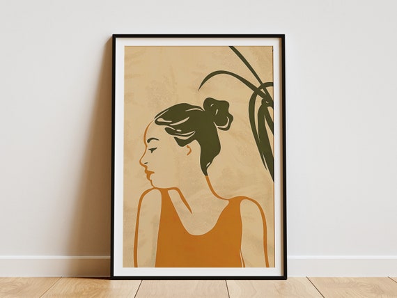 Minimalist Woman Poster Abstract Line Art Print Boho Wall Decor Mid Century Modern Home Decor