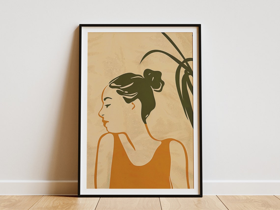 Minimalist Woman Poster Abstract Line Art Print Boho Wall Decor Mid Century Modern Home Decor
