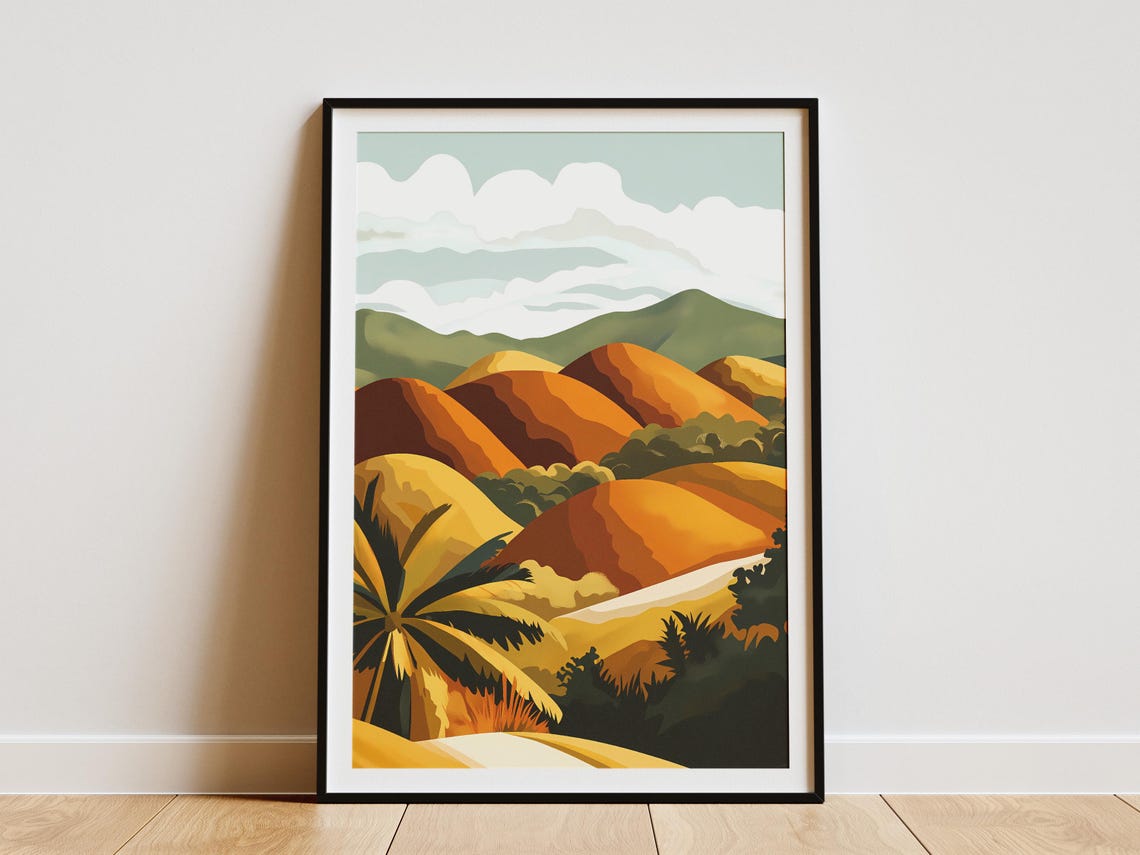 Chocolate Hills Bohol Amber Mounds Golden Hour Landscape Poster