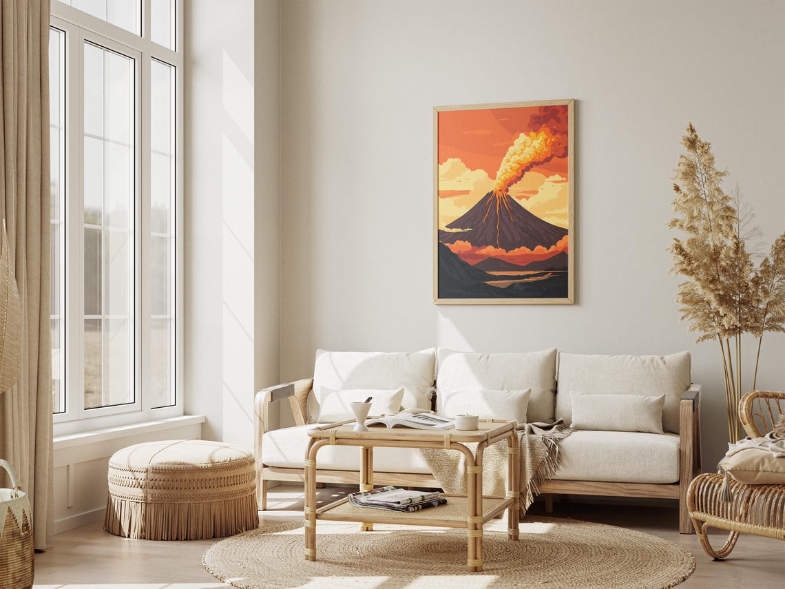 Kamchatka Volcano Eruption Lava Ash Cloud Sky Landscape Poster - Image 4
