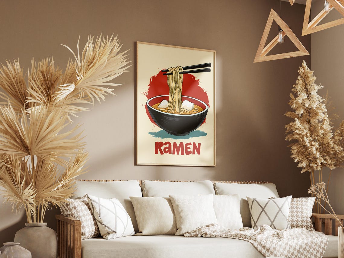 Ramen Noodles Poster Japanese Food Illustration Art Print Bowl Of Ramen Asian Cuisine Kitchen Decor Restaurant Wall Art Gift For Foodie - Image 3