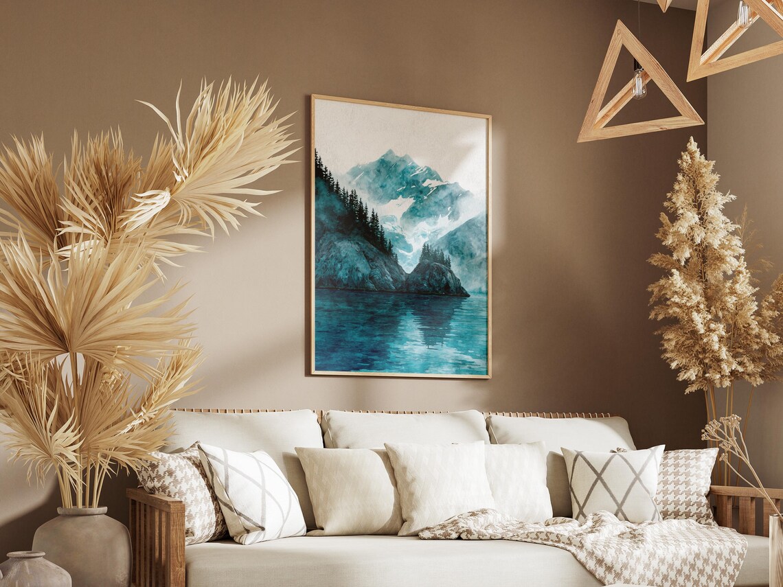Kenai Fjords National Park Alaska Watercolor Glacier Lake Poster - Image 3