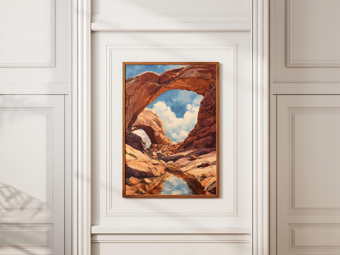 Arches National Park Double Arch Desert Utah Watercolor Poster - Image 2