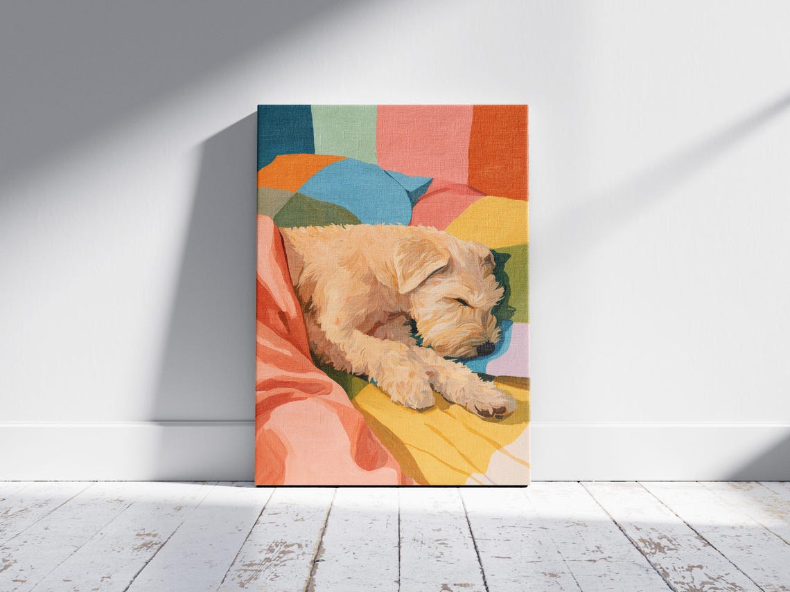 Soft Coated Wheaten Terrier Sleeping Dog Art Print - Image 2