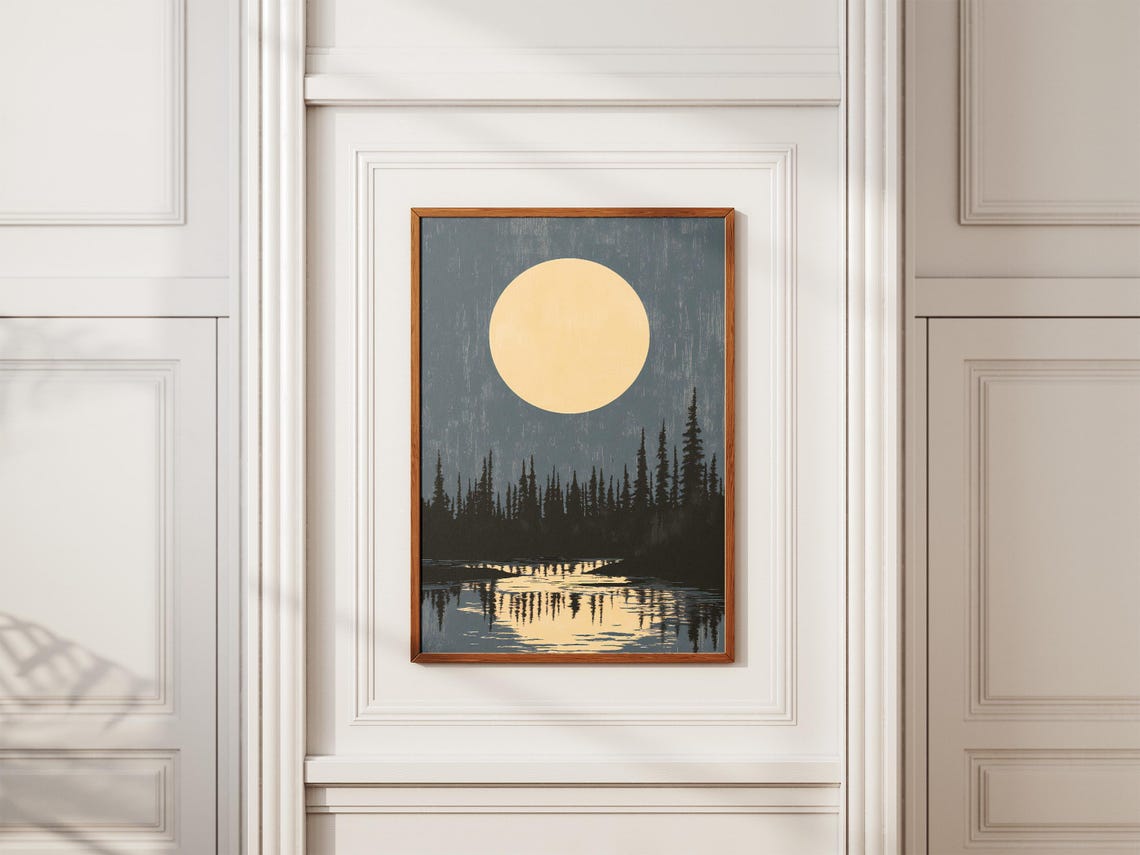 Kobuk Valley National Park Moon Over Forest Lake Reflection Poster - Image 2