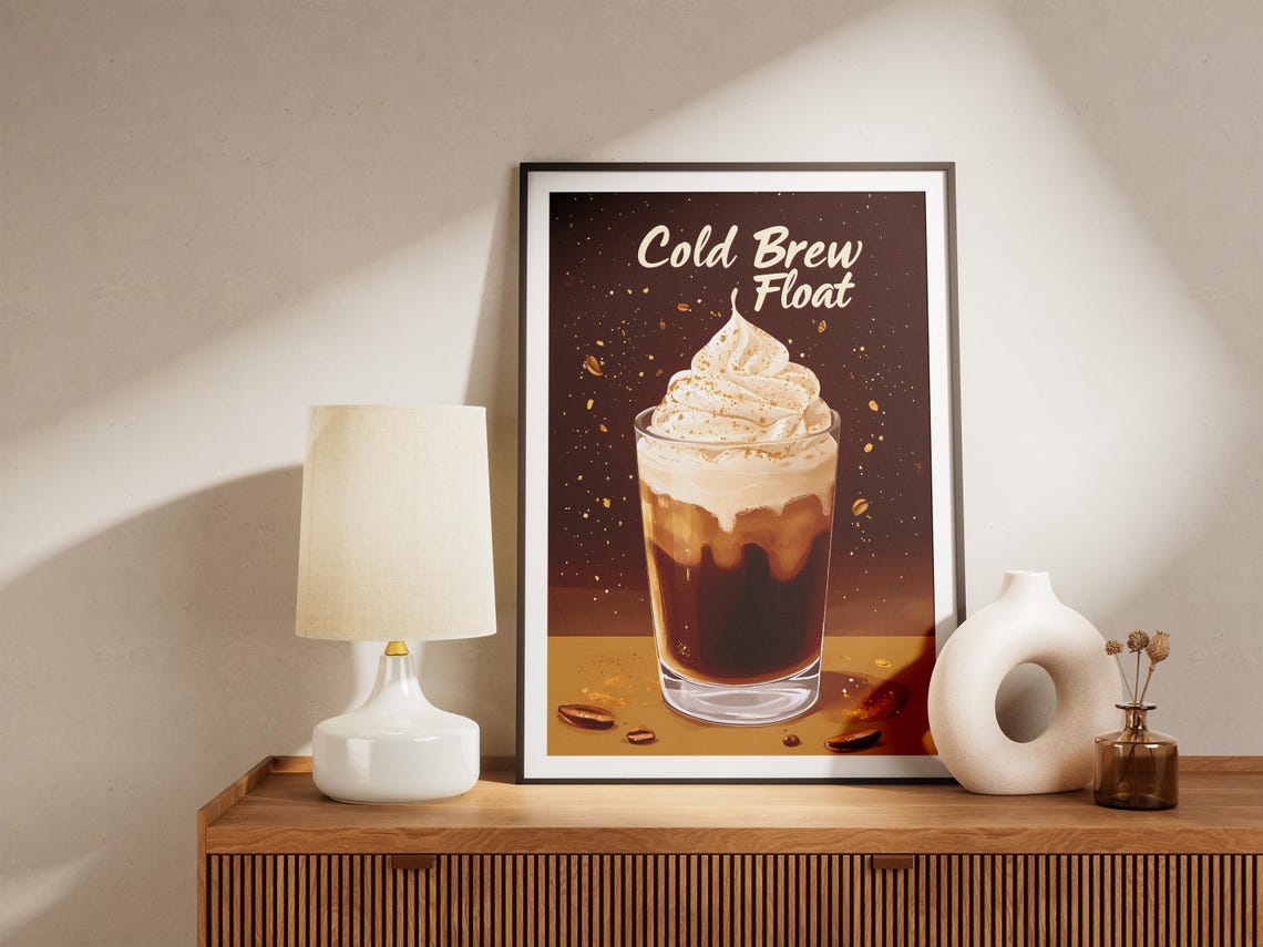 Cold Brew Float Coffee Drink Poster Whipped Cream Coffee Beverage Cafe Menu Wall Art Print Coffee Shop Decor Instant Coffee Print - Image 5