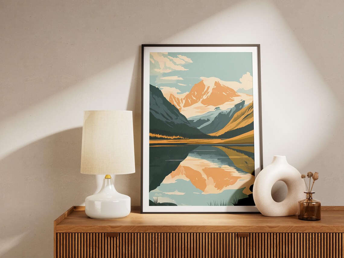 Swiss Alps Jungfraualetsch Switzerland Poster Print Landscape Lake Mountain Art Travel Poster Swiss Nature Illustration Wall Decor Home - Image 5