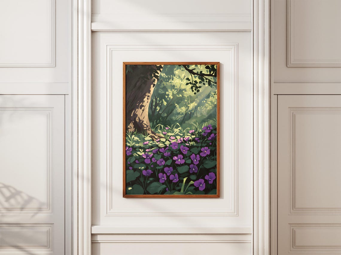 Purple Violets Woodland Forest Floor Botanical Flower Poster - Image 2