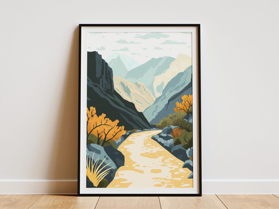 Khyber Pass Pakistan Mountain Valley with Winding Road Poster