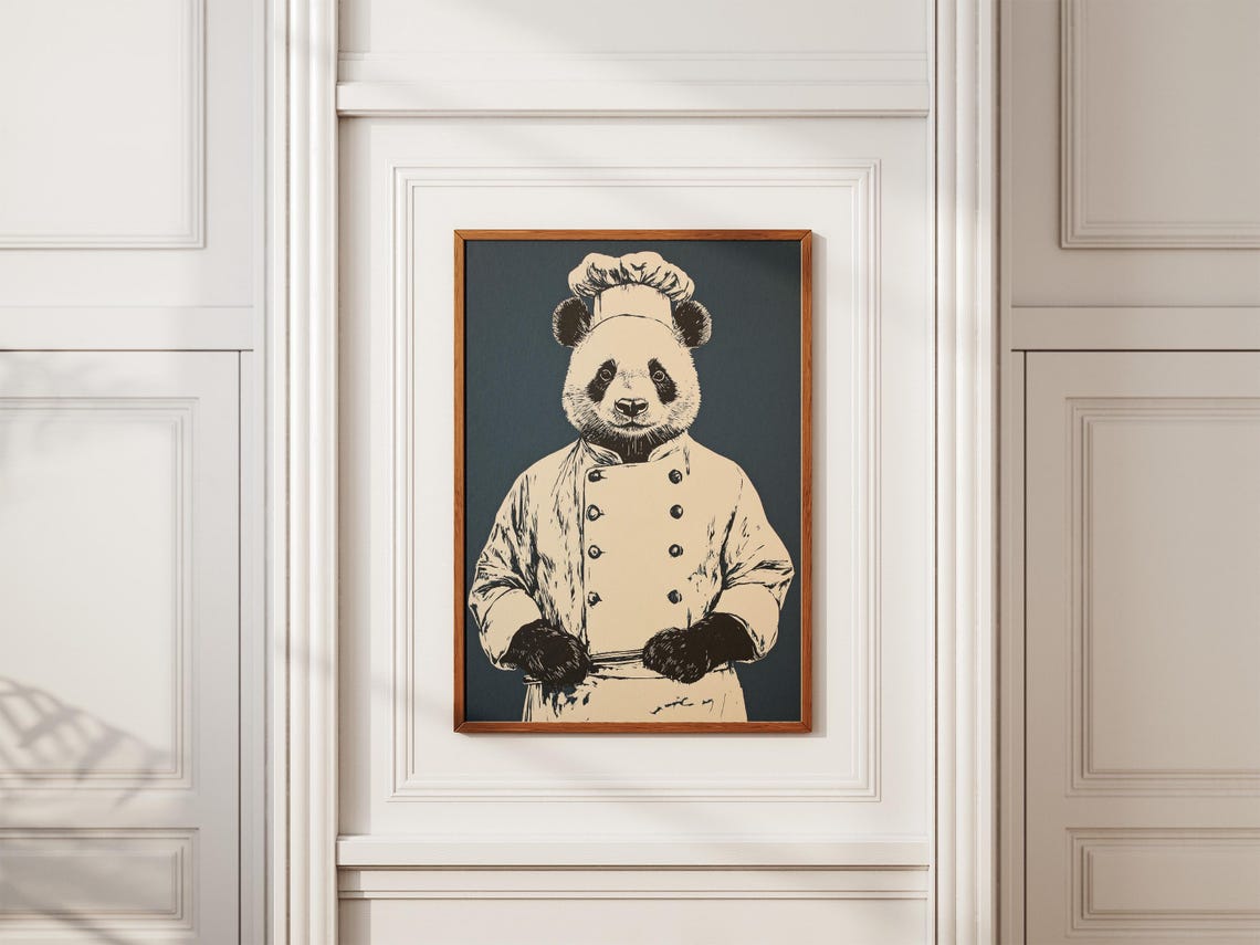 Panda Chef Art Print Animal Kitchen Decor Funny Poster Unique Wall Lover Gift - Image 2