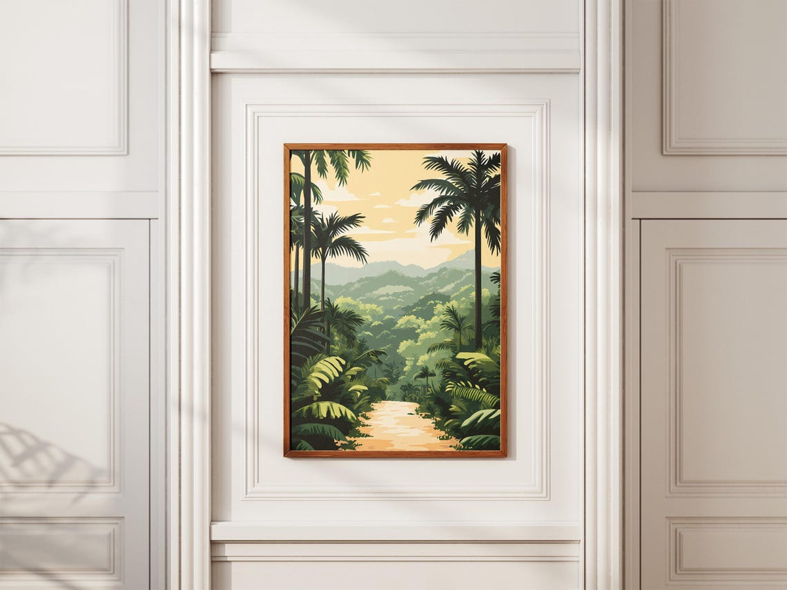Tropical Rainforest Trail Palm Trees Golden Hour Jungle Poster - Image 2