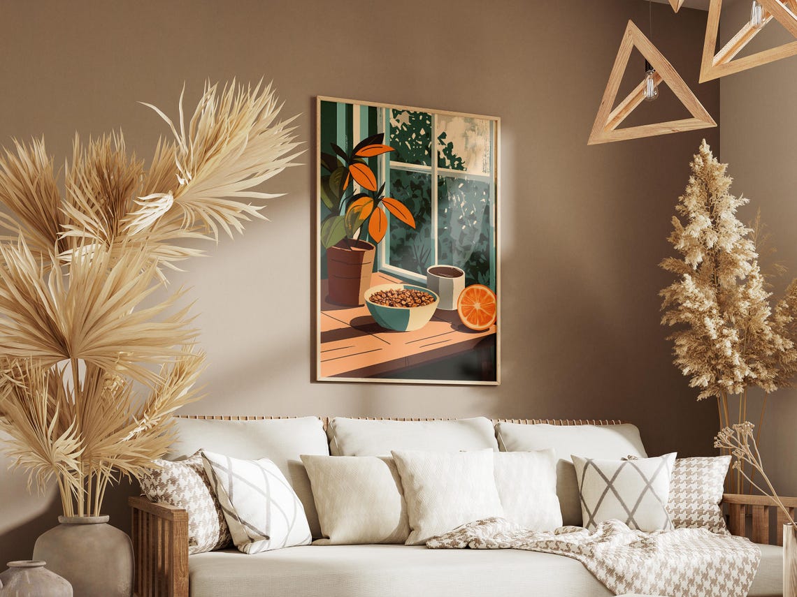Sunny Window Breakfast Cereal Bowl Coffee Orange Slice Poster - Image 3