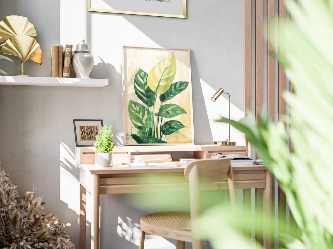 Pothos Leaves Warm Minimal Botanical Houseplant Art Decor Print - Image 2