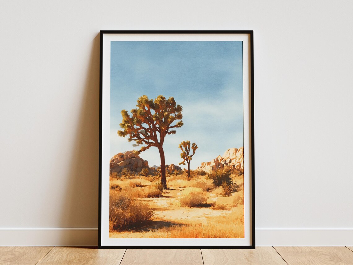 Joshua Tree National Park Twin Joshua Trees Desert Art Poster