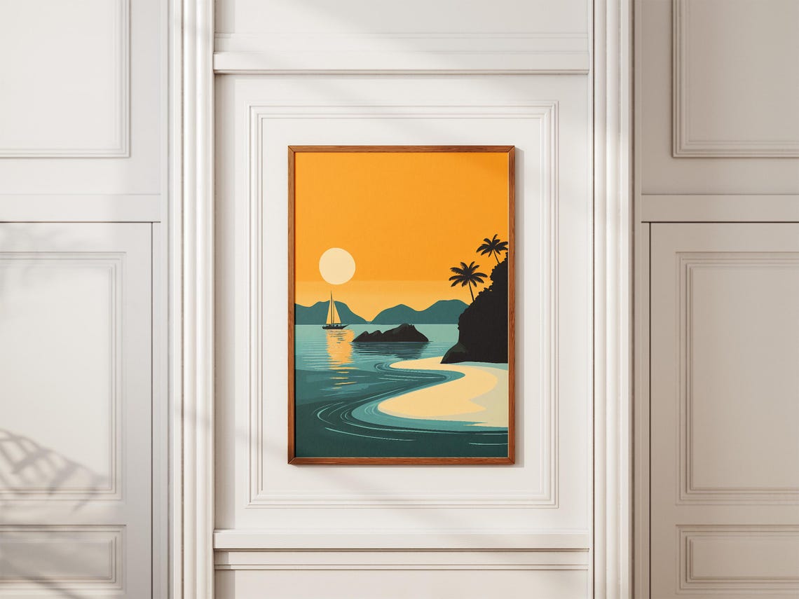 Mergui Archipelago Sunset Sailboat Golden Bay Myanmar Poster - Image 2