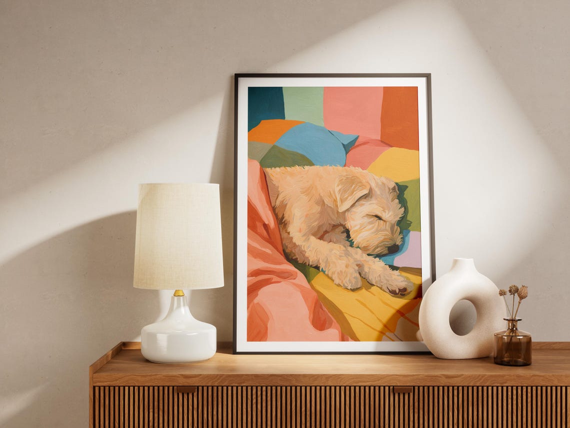 Soft Coated Wheaten Terrier Sleeping Dog Art Print - Image 4